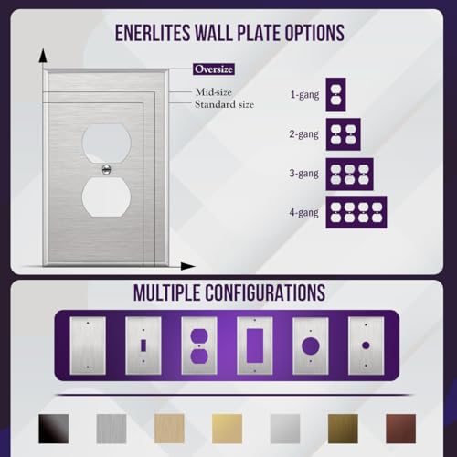 ENERLITES Duplex Receptacle Jumbo Metal Wall Plate, Stainless Steel Outlet Cover, Corrosion Resistant, Over Size 1-Gang 5.5" x 3.5", UL Listed, 7721O, 430, Silver - Image 5