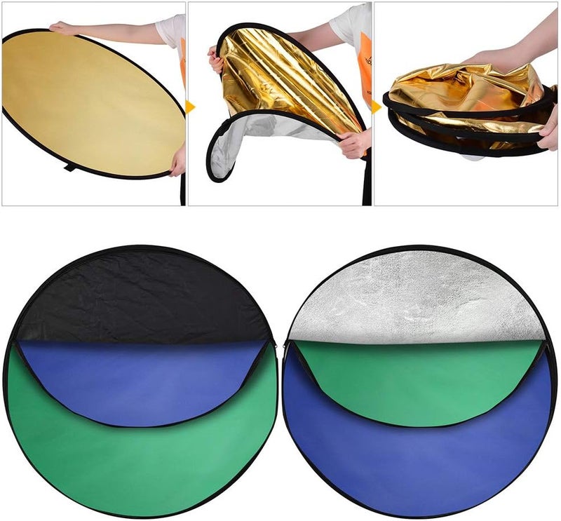 Mixfeer 80cm/32Inch Photography Light Reflector 7-in-1(Translucent, Silver, Gold, White, Black, Green, Blue) Collapsible Multi-Disc for Studio Outdoor Photography with Carry Bag - Image 3