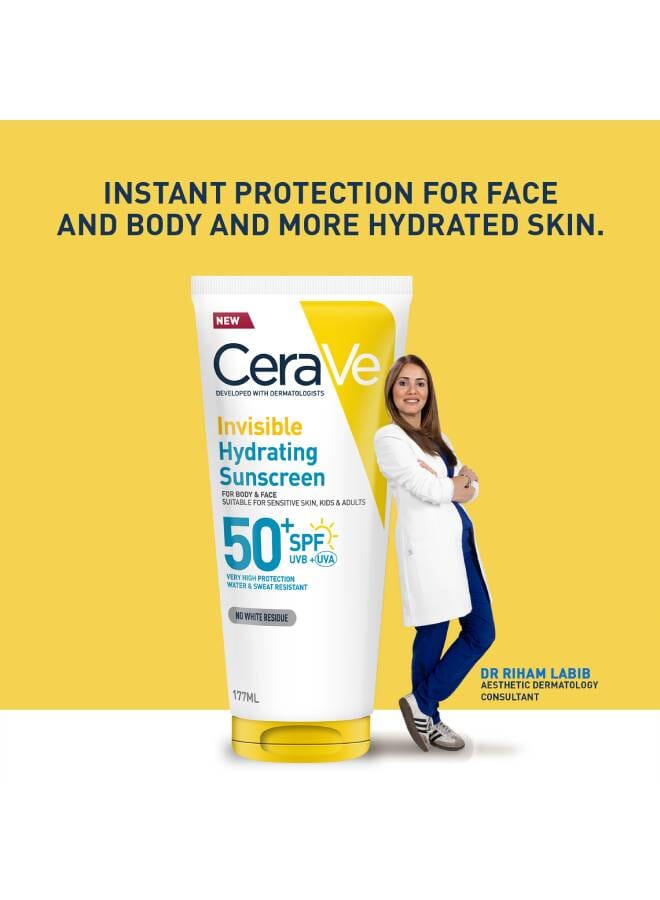 CeraVe Invisible Hydrating Sunscreen Body SPF 50+ Suitable for Adults & Kids 177ml - Image 2