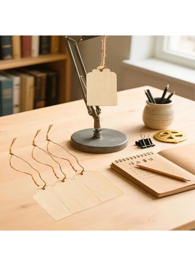 50Pcs Natural Wood Rectangular Hanging Tags With Hemp Rope Minimalist Design Durable Gift Labels For Packaging Crafts Jewelry And Accessories - Image 5