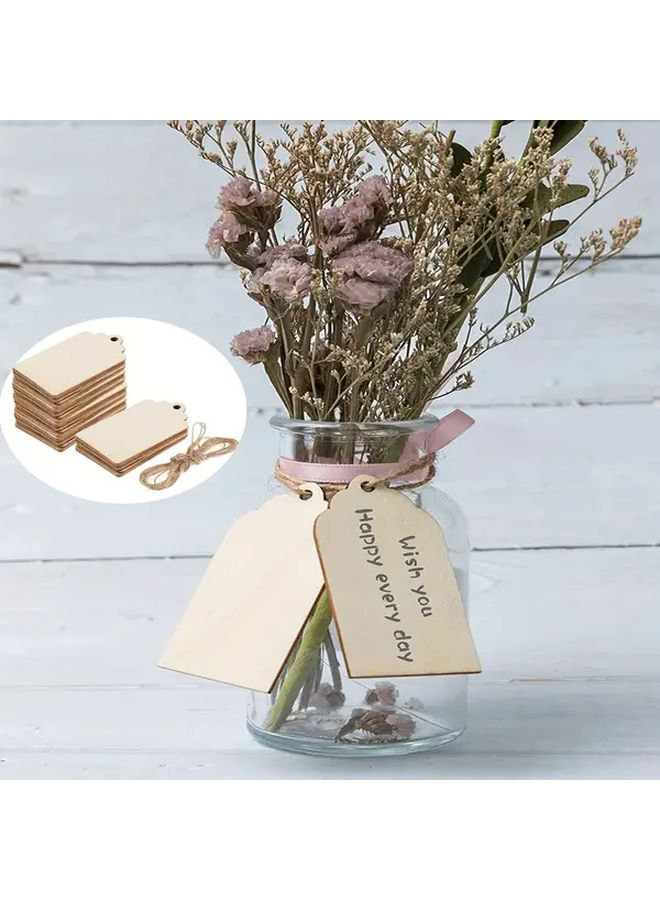 50Pcs Natural Wood Rectangular Hanging Tags With Hemp Rope Minimalist Design Durable Gift Labels For Packaging Crafts Jewelry And Accessories - Image 2