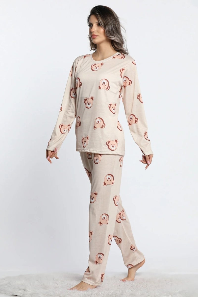 Lukitus Women's Crew Neck Long Sleeve Teddy Bear Pajama Set - Image 1