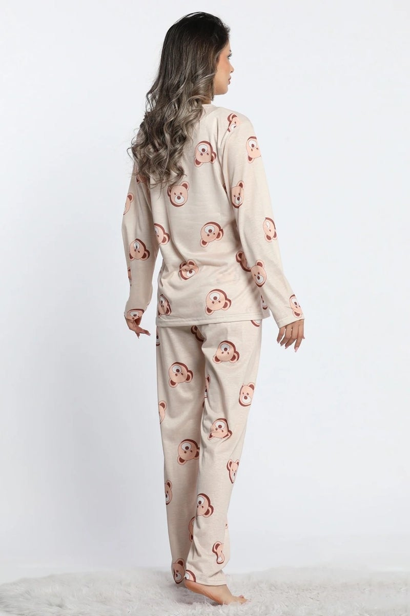 Lukitus Women's Crew Neck Long Sleeve Teddy Bear Pajama Set - Image 4