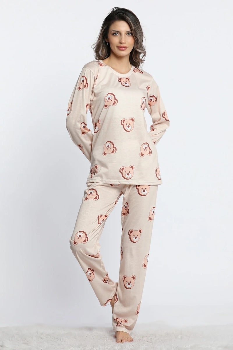 Lukitus Women's Crew Neck Long Sleeve Teddy Bear Pajama Set - Image 2