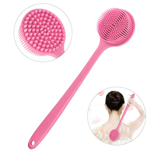NILKANTH® - Slicone Bath Body Brush Exfoliator, Back Brush Long Handle for Shower with Soft Bristles, Back Scrubber (Pink) - Image 5