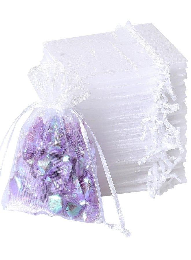 WenTao 100Pcs White Organza Bags, 2x3Inch Sheer Wedding Party Favor Bags with Drawstring, Jewelry Gift Bags Christmas Candy Pouches - Image 1