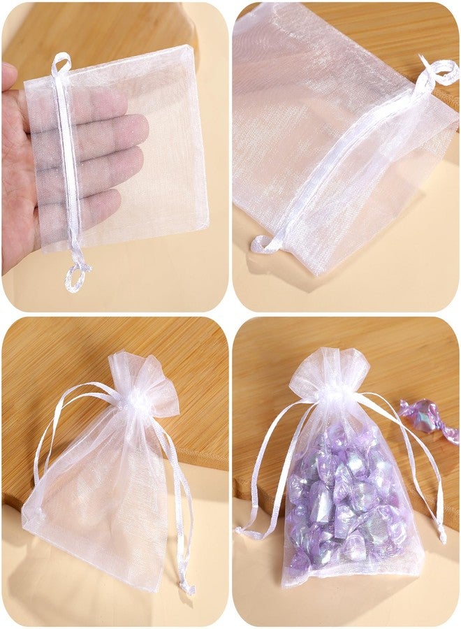 WenTao 100Pcs White Organza Bags, 2x3Inch Sheer Wedding Party Favor Bags with Drawstring, Jewelry Gift Bags Christmas Candy Pouches - Image 3