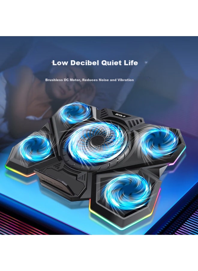 Ecola Nbc-907bk-cp Black Ice Demon Gaming Laptop Cooling Stand Cooling Rack Height Adjustable Five-fan Cooler For Gaming Laptops - Image 3