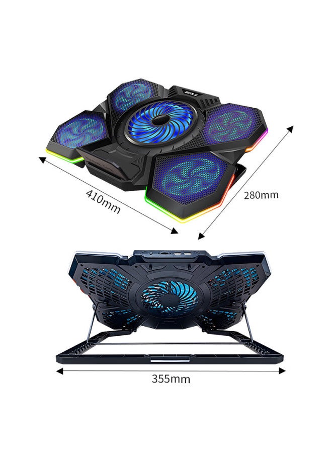 Ecola Nbc-907bk-cp Black Ice Demon Gaming Laptop Cooling Stand Cooling Rack Height Adjustable Five-fan Cooler For Gaming Laptops - Image 4