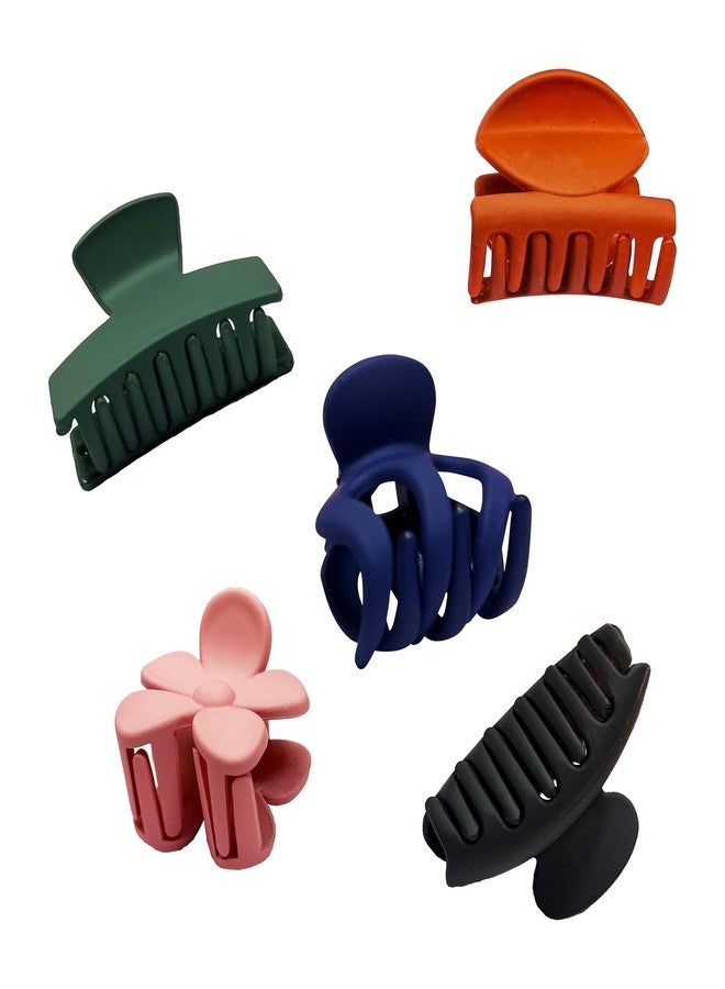 PARTEET 5 Pcs Hair Claw Clips Set for Womens & Girls |Assorted Shapes, Matte Nonslip Clamps with Strong Hold for Thick & Thin Hair, Neutral Mini Hair Accessories for Girls Everyday Styling (Multicolor) - Image 1