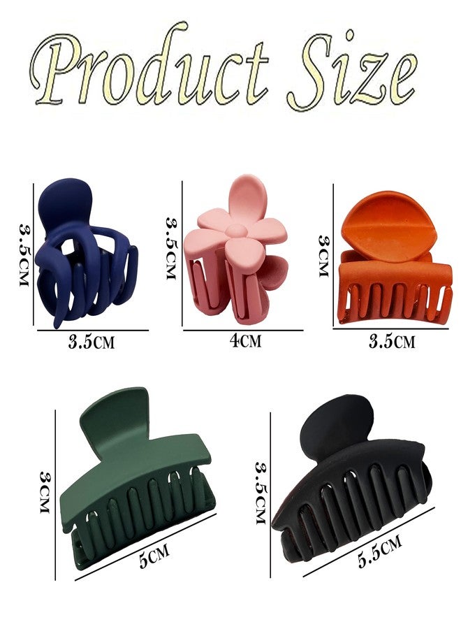 PARTEET 5 Pcs Hair Claw Clips Set for Womens & Girls |Assorted Shapes, Matte Nonslip Clamps with Strong Hold for Thick & Thin Hair, Neutral Mini Hair Accessories for Girls Everyday Styling (Multicolor) - Image 2