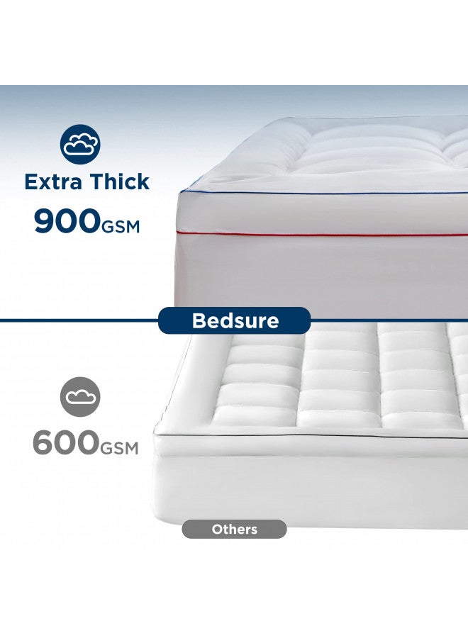 Bedsure Bedsure King Mattress Topper - Pillow Top Mattress Pad Cover with Deep Pocket Fits up to 21", Plush Soft Bed Topper for Back Pain Relief, Overfilled with Down Alternative Filling, White  - Image 1