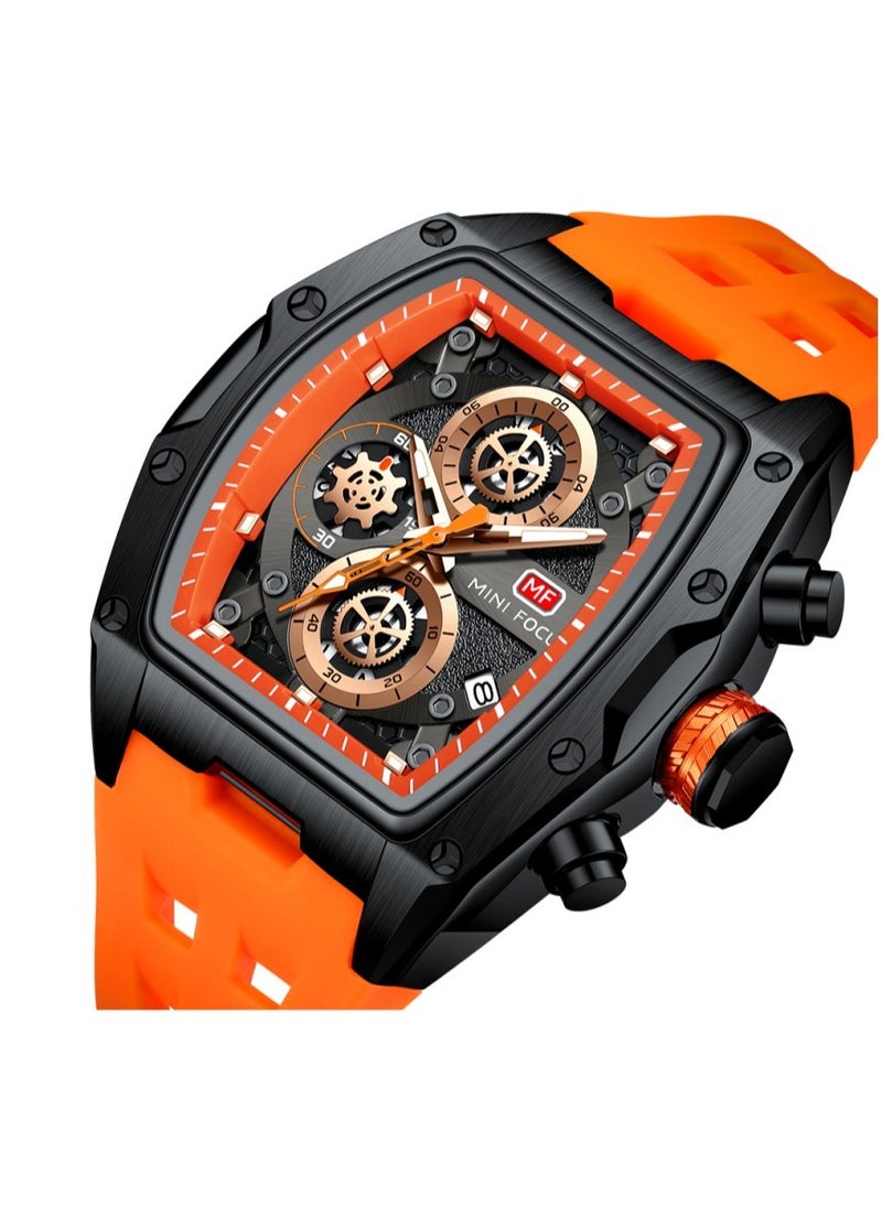 MINIFOCUS - Mini-focus Men’s Analog Silicone strap Watch MF0473G.01-orange - Image 1