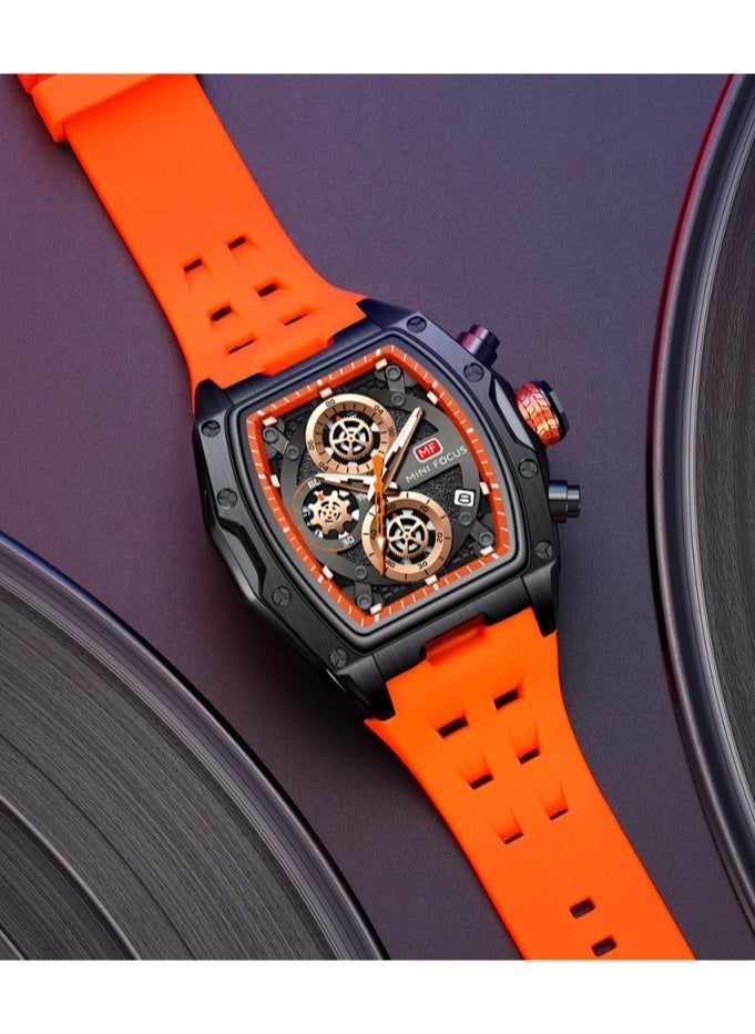 MINIFOCUS - Mini-focus Men’s Analog Silicone strap Watch MF0473G.01-orange - Image 1