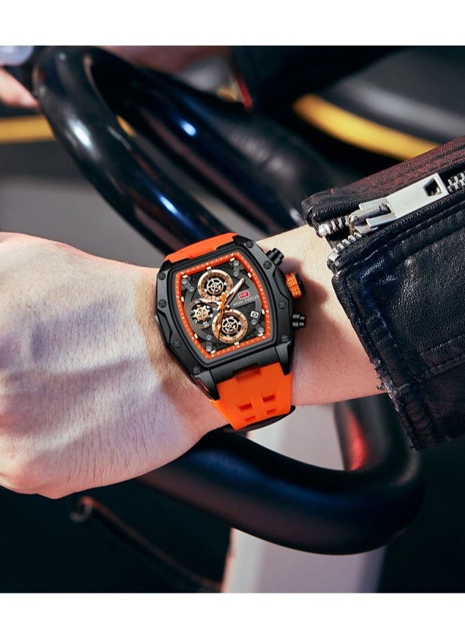 MINIFOCUS - Mini-focus Men’s Analog Silicone strap Watch MF0473G.01-orange - Image 1