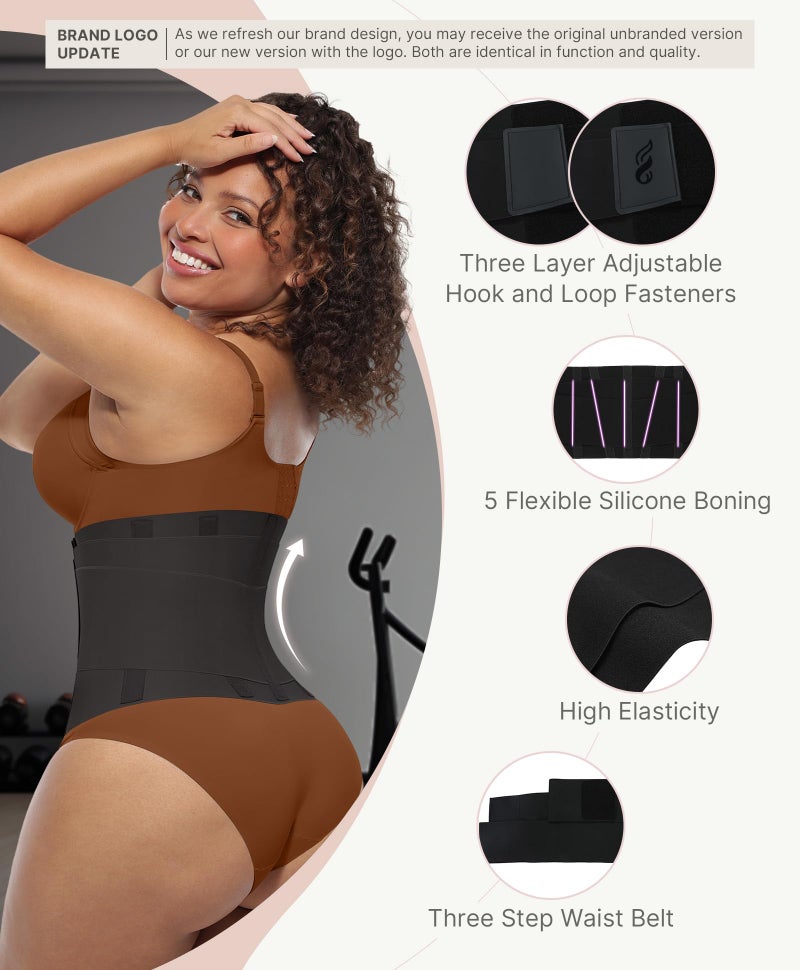 FeelinGirl Women Corset Waist Trainer Belt Tummy Control Waist Cincher Trimmer Perspiring Workout Body Shaper Black 3XL - Image 2