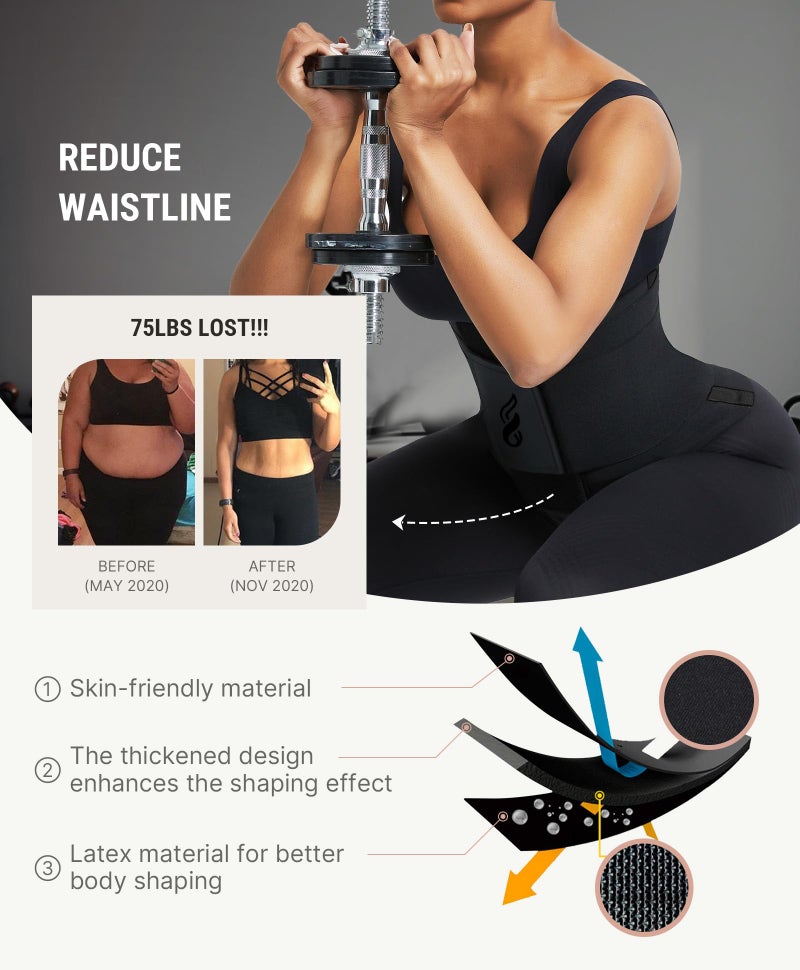FeelinGirl Women Corset Waist Trainer Belt Tummy Control Waist Cincher Trimmer Perspiring Workout Body Shaper Black 3XL - Image 3