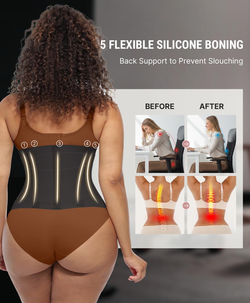 FeelinGirl Women Corset Waist Trainer Belt Tummy Control Waist Cincher Trimmer Perspiring Workout Body Shaper Black 3XL - Image 4