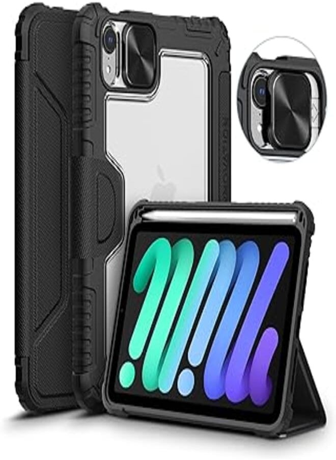 Nillkin Nillkin iPad Mini 6 Case 2021 with Pencil Holder and Sliding Camera Protection with Trifold Stand Intelligent Automatic Wake/Sleep Function (Black) 
