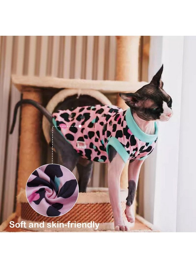 بوماي بوريتي ملابس قطط سفينكس، سترة قطط قابلة للتمدد، قميص قطط ناعم بدون شعر، بيجامات قطط، قميص قطط بياقة مدورة لقطط سفينكس كورنيش ريكس، ديفون ريكس، وردي، مقاس صغير - Image 2