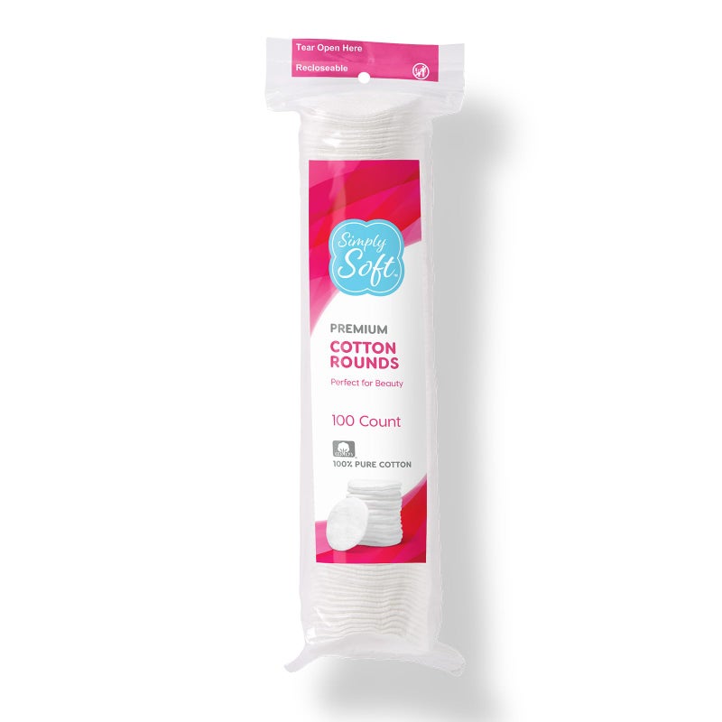 Medline Simply Soft Premium Cotton Rounds, 100% Pure Cotton, Absorbent Cotton Pads, 100 Count (Pack of 6) - Image 2