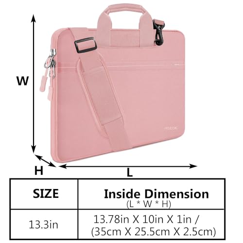HSEOK Laptop Shoulder Bag 13 13.3 14 Inch Case Compatible with MacBook Pro 14 2025-2021 M4/M3/M2/M1, Mac Air/pro 13-13.3 Inch and Most Popular 13-14 Notebooks,Spill-Resistant Briefcase, Pink - Image 2