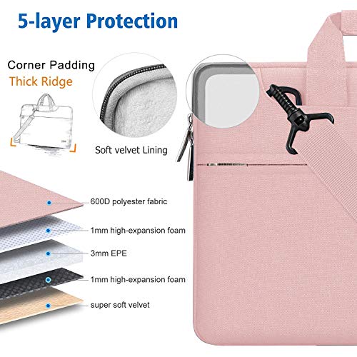 HSEOK Laptop Shoulder Bag 13 13.3 14 Inch Case Compatible with MacBook Pro 14 2025-2021 M4/M3/M2/M1, Mac Air/pro 13-13.3 Inch and Most Popular 13-14 Notebooks,Spill-Resistant Briefcase, Pink - Image 3