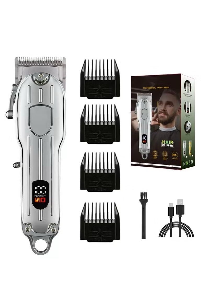 FLOWING （Titanium Silver​）1800mAh Beard Trimmer,Men Multifunctional Hair Trimmer Mens Electric Clipper Suitable for Mustache Body Nose Ear Facial Trimmers Rechargeable Hair Clippers Waterproof Precision Trimmer - Image 1