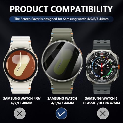 Suoman 4-Pack for Samsung Galaxy Watch 6/7 44mm Privacy Screen Protector, [Anti-peeping] 9H Hardness Ultra-thin Tempered Glass Screen Protective Film - Image 2