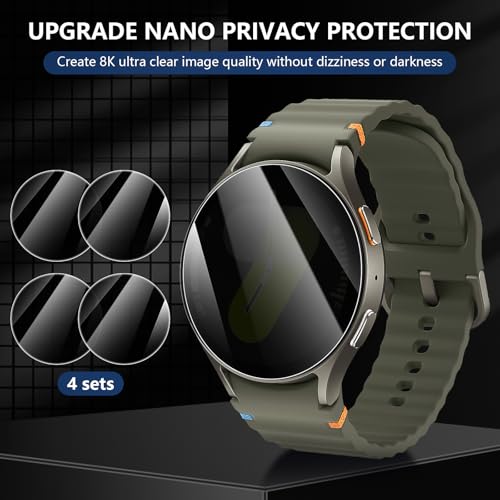 Suoman 4-Pack for Samsung Galaxy Watch 6/7 44mm Privacy Screen Protector, [Anti-peeping] 9H Hardness Ultra-thin Tempered Glass Screen Protective Film - Image 3