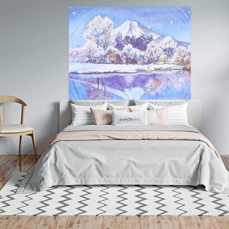 2 pcs Japanese Style Bedroom Wall Hanging Cloth Decorative Wall Tapestry - Image 4
