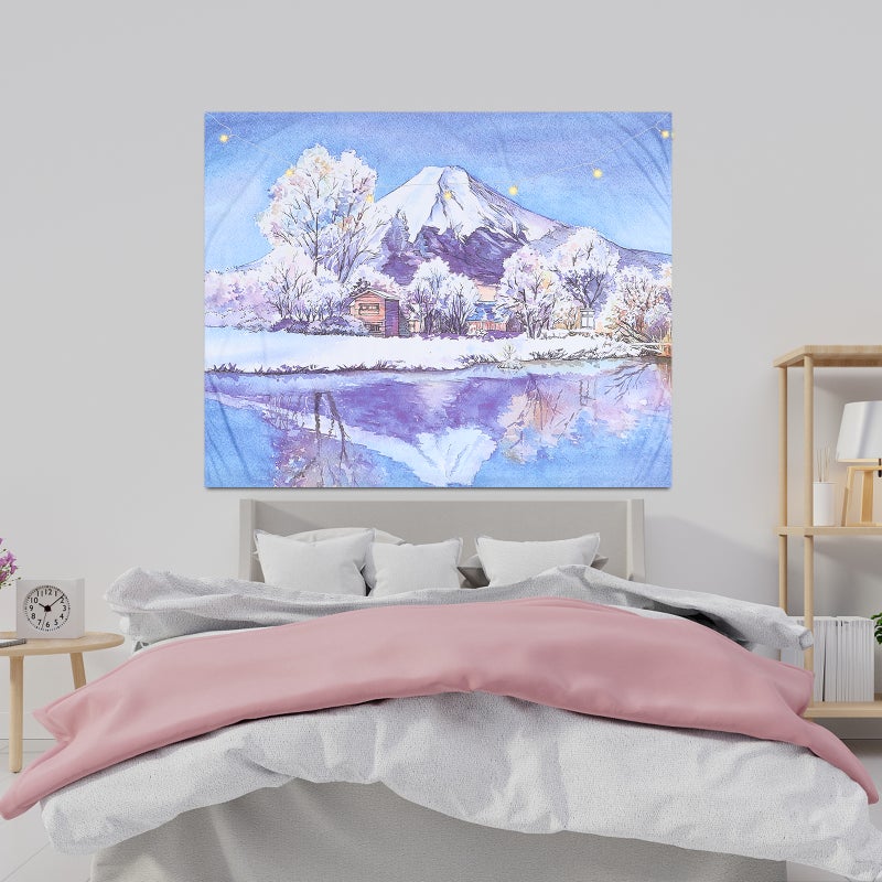 2 pcs Japanese Style Bedroom Wall Hanging Cloth Decorative Wall Tapestry - Image 3