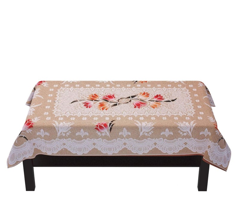 Center Table Cover in Net Material 40x60 Inches Off White  - Image 4
