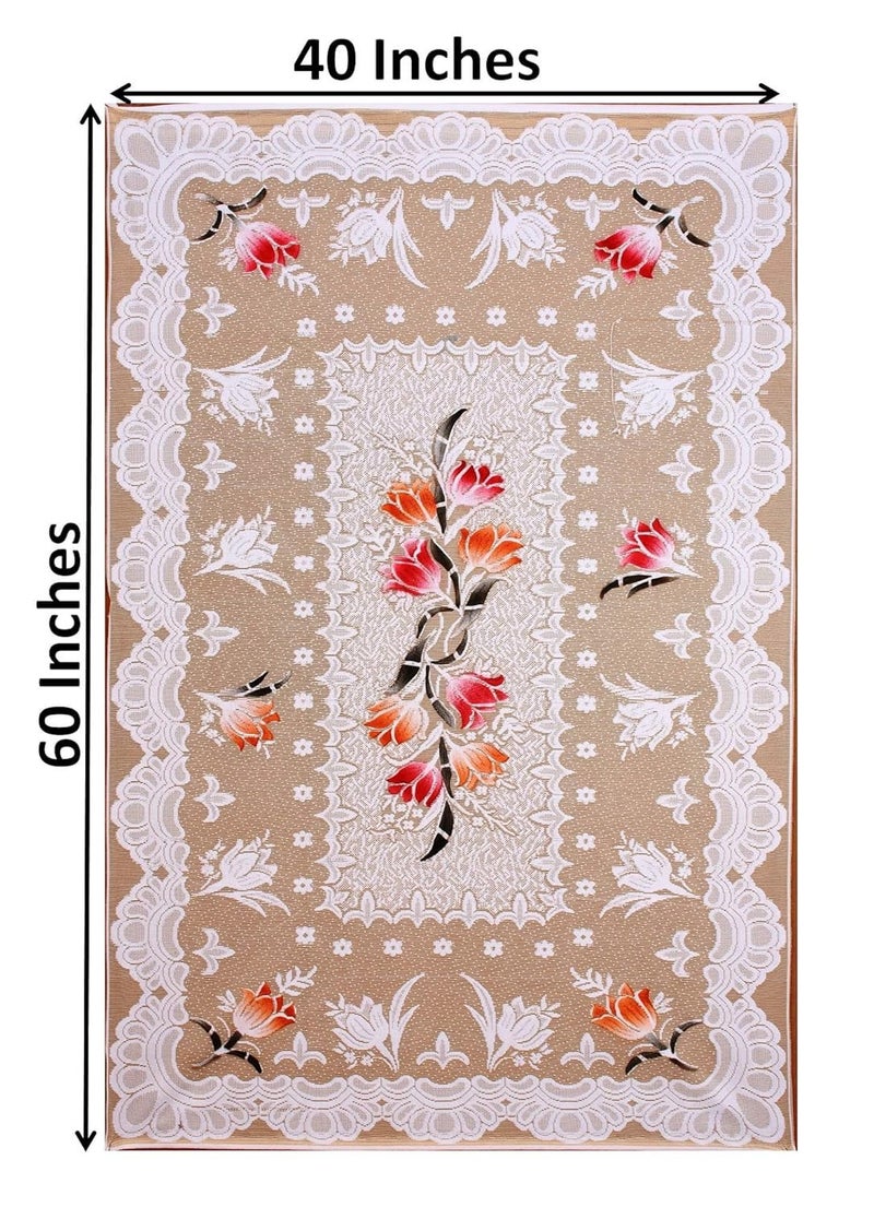 Center Table Cover in Net Material 40x60 Inches Off White  - Image 3