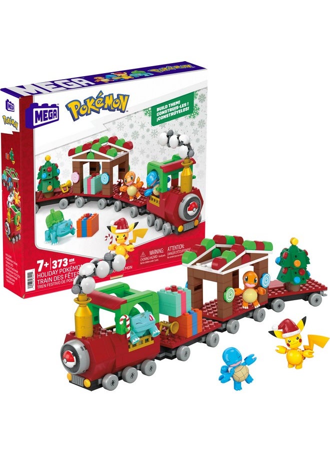 Mega Brands MEGA Pokemon Action Figure Building Toys, Holiday Train with 373 Pieces, 4 Poseable Characters, Toy Idea for Kids  - Image 1