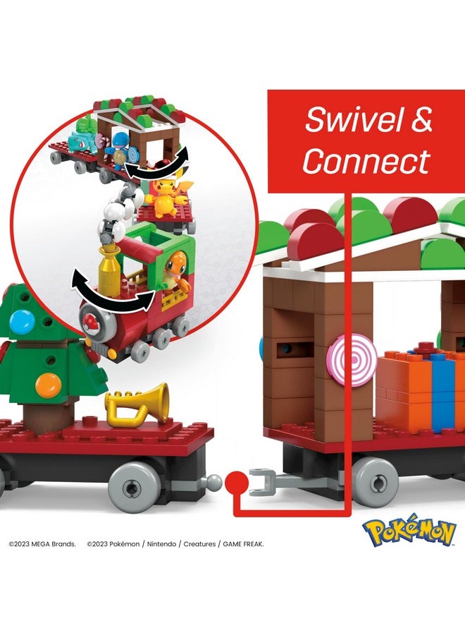 Mega Brands MEGA Pokemon Action Figure Building Toys, Holiday Train with 373 Pieces, 4 Poseable Characters, Toy Idea for Kids  - Image 4
