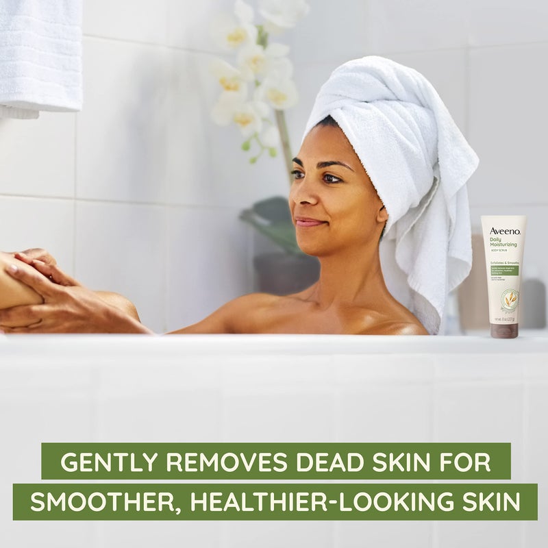 Aveeno مقشر الجسم المرطب اليومي من أفينو، غسول الجسم المقشر لبشرة أكثر نعومة وصحة، تركيبة الشوفان المهدئة المعززة للبروبيوتيك، خالي من الكبريتات، خالي من الصابون والأصباغ، 8 أونصات - Image 3