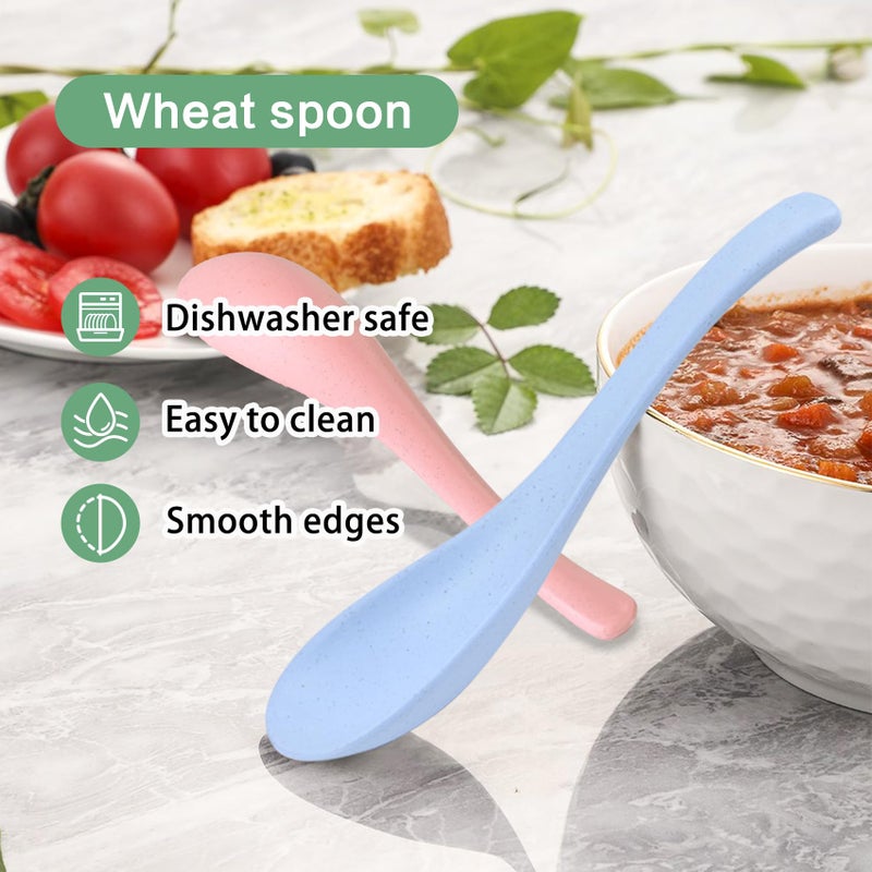 Lnrkai 8 Pcs Plastic Spoon Dinner Spoons, Lnrkai Portable Reusable Soup Spoon Reusable Multicolor Lightweight Durable Spoon Dishwasher & Microwave Safe for Gift Set (8PCS) - Image 3