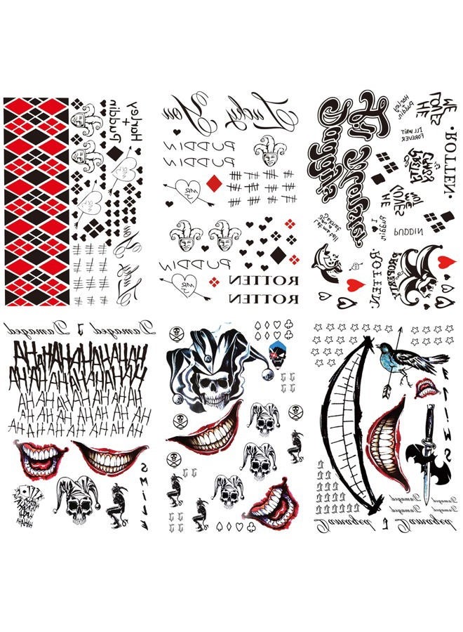PADOUN 6 Sheets Halloween Temporary Tattoo Stickers, Fake Tattoo Stickers for Men Women Full Body Bundle for Costume Cosplay Party Accessory - Image 1