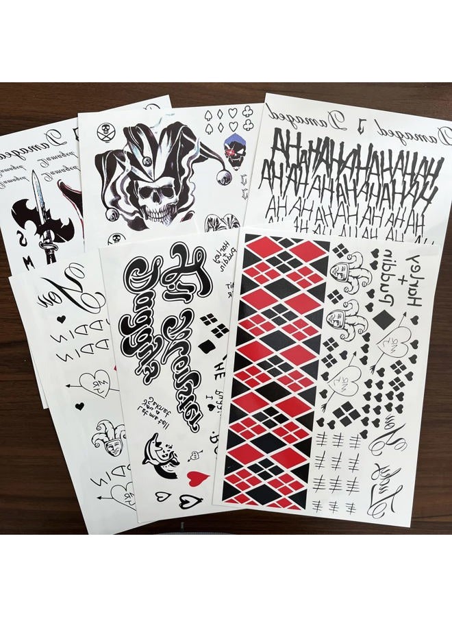 PADOUN 6 Sheets Halloween Temporary Tattoo Stickers, Fake Tattoo Stickers for Men Women Full Body Bundle for Costume Cosplay Party Accessory - Image 2