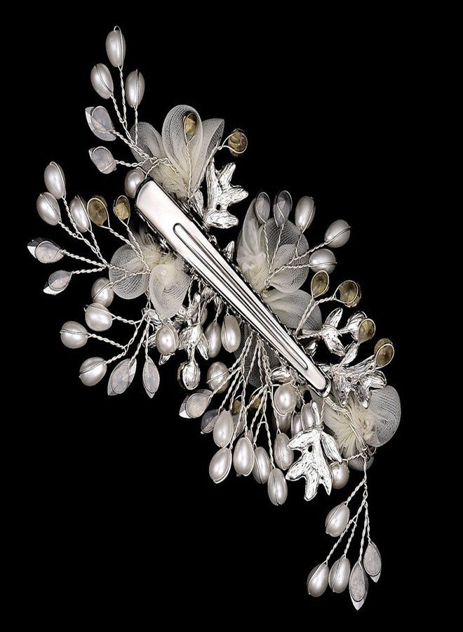 FRCOLOR Bridal Flower Side Hair Clips - Pearl Bridal Hair Pin Headpiece Headwear Wedding Accessories for Women (White) - Image 2
