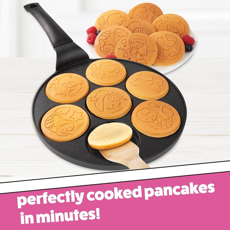 CucinaPro Mermaid Mini Pancake Pan - Make 7 Different Flapjack Mermaids, Nonstick Pan Cake Maker Griddle w Long Handle for Under the Sea Fun & Easy Cleanup, Unique Gift for Girls- Great for Breakfast or Brunch - Image 2