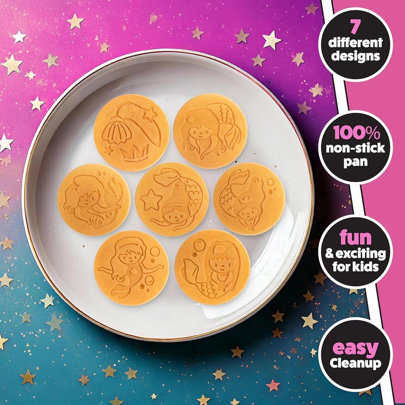 CucinaPro Mermaid Mini Pancake Pan - Make 7 Different Flapjack Mermaids, Nonstick Pan Cake Maker Griddle w Long Handle for Under the Sea Fun & Easy Cleanup, Unique Gift for Girls- Great for Breakfast or Brunch - Image 3