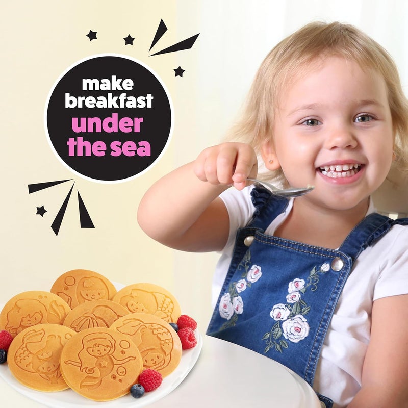 CucinaPro Mermaid Mini Pancake Pan - Make 7 Different Flapjack Mermaids, Nonstick Pan Cake Maker Griddle w Long Handle for Under the Sea Fun & Easy Cleanup, Unique Gift for Girls- Great for Breakfast or Brunch - Image 5