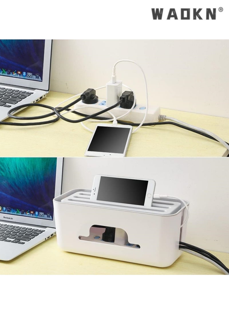 WAOKN Advanced Cable Management Box Extension, Large Wire Organizer with Slotted Top for Phones and Tablets, Surge Protection for Home and Office, Neat and Safe Power Cord Storage  - Image 5