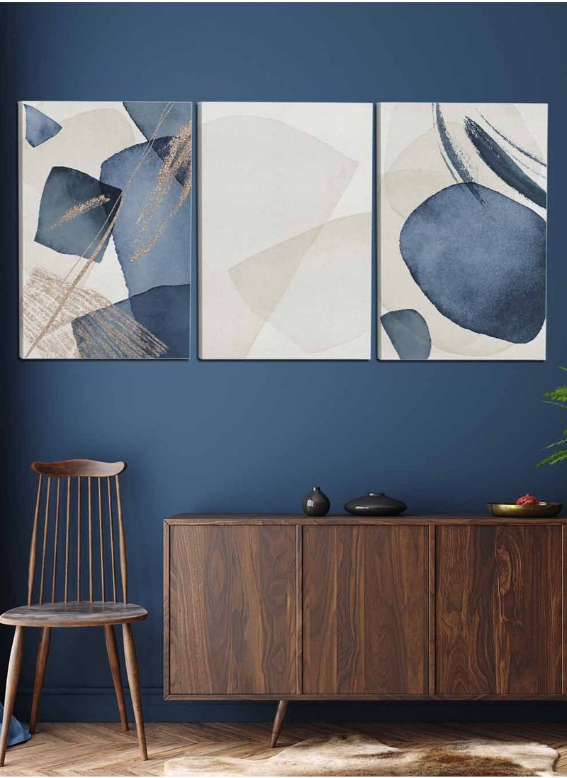 LOWHA Set Of 3 Framed Canvas Wall Arts Stretched Over Wooden Frame, Abstract Elements Paintings, For Home, Living Room, Office Decor  - Image 2