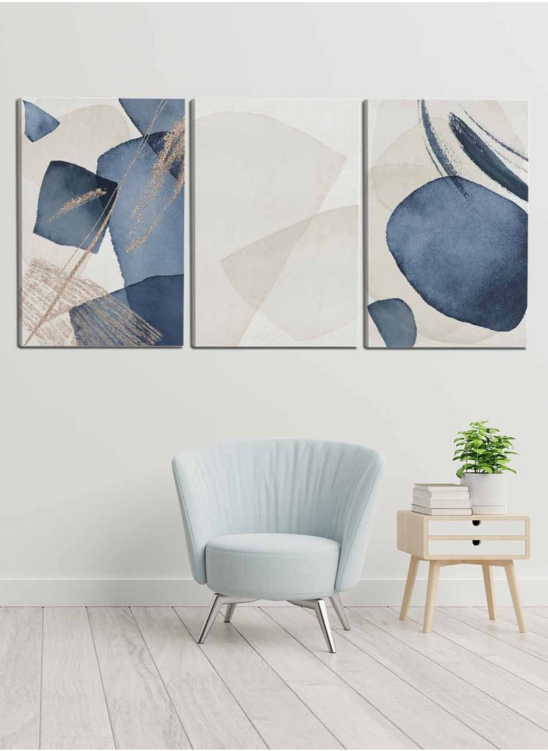 LOWHA Set Of 3 Framed Canvas Wall Arts Stretched Over Wooden Frame, Abstract Elements Paintings, For Home, Living Room, Office Decor  - Image 3