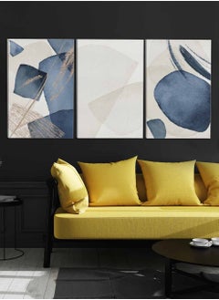 LOWHA Set Of 3 Framed Canvas Wall Arts Stretched Over Wooden Frame, Abstract Elements Paintings, For Home, Living Room, Office Decor  - Image 1