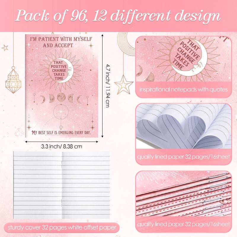 Tatuo 24 Pcs Positive Affirmation Notebooks Inspirational Notebook Small Motivational Encouragement Notepads Daily Affirmations Journal for Women Men Adult Party Favor Coworker Gifts(Pink Star) - Image 2