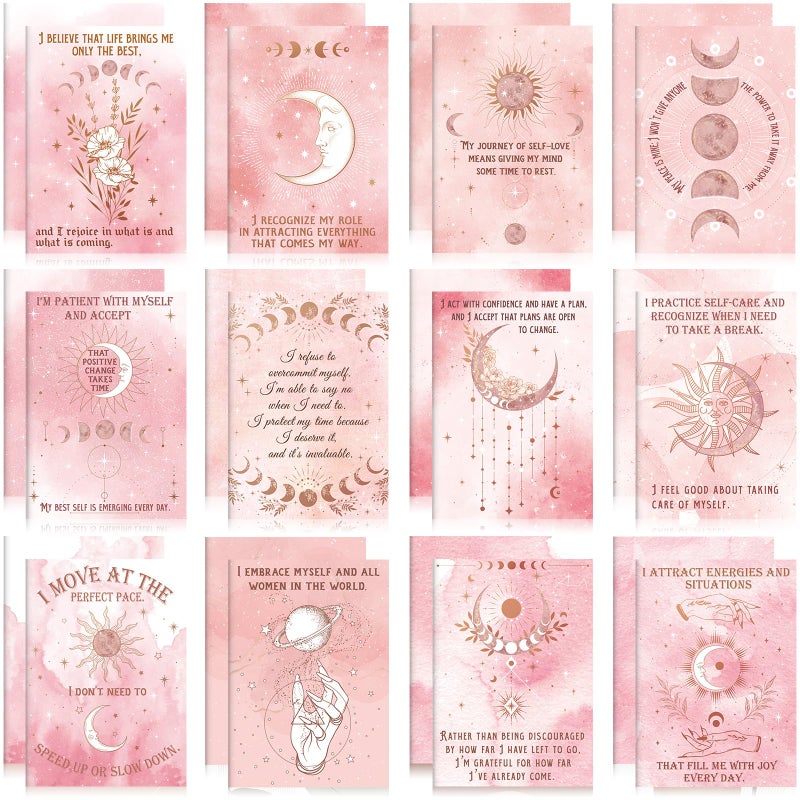 Tatuo 24 Pcs Positive Affirmation Notebooks Inspirational Notebook Small Motivational Encouragement Notepads Daily Affirmations Journal for Women Men Adult Party Favor Coworker Gifts(Pink Star) - Image 1